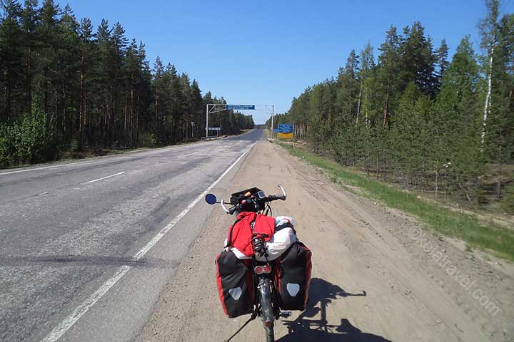 Long distance cycling tour from Sankt Petersburg to Murmansk in Northwest Russia