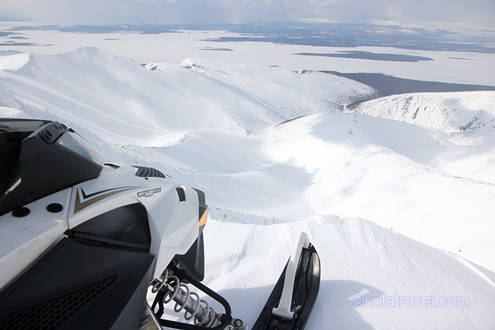 Motorschlitten Safari Motorschlittensafari Schneemobil Safari Tour Kola Halbinsel Murmansk Region russische Lappland